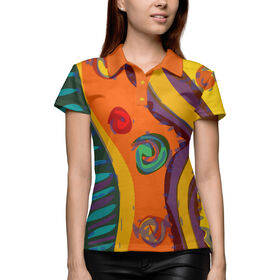 Женская рубашка поло 3D с принтом African orange ,  |  | Тематика изображения на принте: 