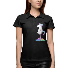 Женская рубашка поло 3D с принтом Единорог на старте ,  |  | 
