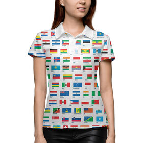 Женская рубашка поло 3D с принтом Флаги в Кировске,  |  | 