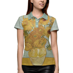 Женская рубашка поло 3D с принтом Подсолнухи в Белгороде,  |  | 