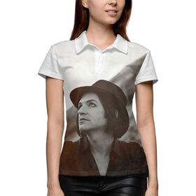 Женская рубашка поло 3D с принтом Brian Molko LLL в Екатеринбурге,  |  | Тематика изображения на принте: 