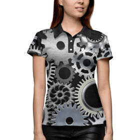 Женская рубашка поло 3D с принтом Механика в Петрозаводске,  |  | Тематика изображения на принте: 