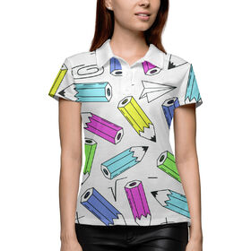 Женская рубашка поло 3D с принтом The pencils ,  |  | 