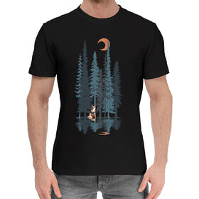 Мужская хлопковая футболка с принтом Fox from the Forest в Тюмени,  |  | 