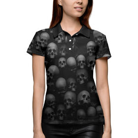Женская рубашка поло 3D с принтом Черепа в Тюмени,  |  | 