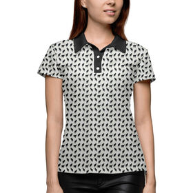 Женская рубашка поло 3D с принтом Black-white в Кировске,  |  | Тематика изображения на принте: 