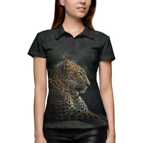 Женская рубашка поло 3D с принтом Ягуар ,  |  | Тематика изображения на принте: 