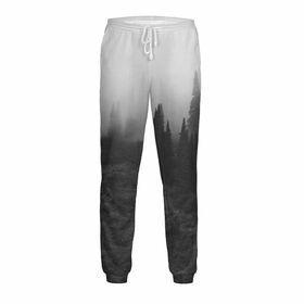 Мужские спортивные штаны с принтом Туманный лес в Тюмени,  |  | 
