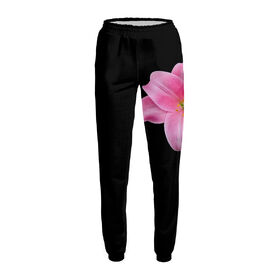 Женские спортивные штаны с принтом Розовый цветок в Петрозаводске,  |  | 