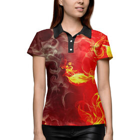 Женская рубашка поло 3D с принтом Огненный цветок ,  |  | 