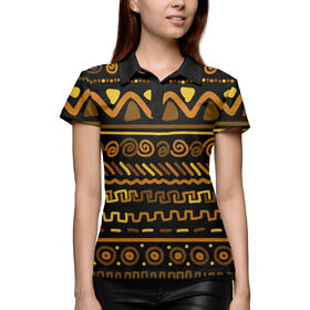 Женская рубашка поло 3D с принтом Орнамент индейский в Курске,  |  | 