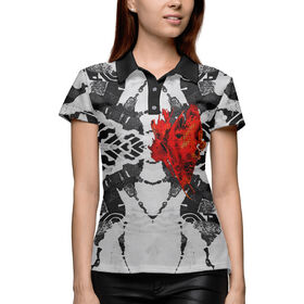 Женская рубашка поло 3D с принтом My burning heart в Петрозаводске,  |  | 
