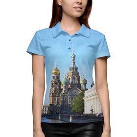 Женская рубашка поло 3D с принтом Санкт-Петербург ,  |  | Тематика изображения на принте: 