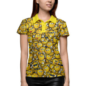 Женская рубашка поло 3D с принтом Веселые смайлики в Петрозаводске,  |  | 