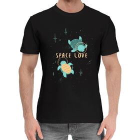 Мужская хлопковая футболка с принтом Space love в Кировске,  |  | 