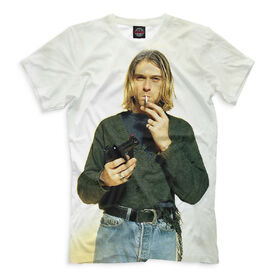 Мужская футболка 3D с принтом Kurt Cobain в Тюмени, Выбор из 3-х типов ткани | <ul>
<li>Обычная ткань — интерлок, спортивный трикотаж. Плотность 140 г/м.кв. Состав: 100% полиэстер</li>
<li>Премиум ткань — джерси, мягкий трикотаж. Плотность 180 г/м.кв. Состав: 97% полиэстер, 3% эластан</li>
<li>Люкс ткань — кулирка, наиболее плотная и долговечня ткань. Плотность 210 г/м.кв. Состав: 97% полиэстер, 3% эластан</li>
</ul> | 