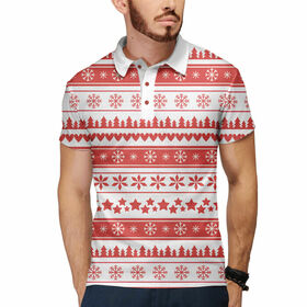 Мужская рубашка поло 3D с принтом Новогодний свитер в Курске,  |  | 