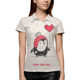 Женская рубашка поло 3D с принтом Cutie Little Penguin в Курске,  |  | 
