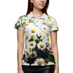 Женская рубашка поло 3D с принтом Цветок ромашки в Белгороде,  |  | 