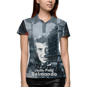 Женская рубашка поло 3D с принтом Jean-Paul Belmondo в Петрозаводске,  |  | 