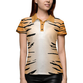 Женская рубашка поло 3D с принтом Тигриная шкура в Белгороде,  |  | 