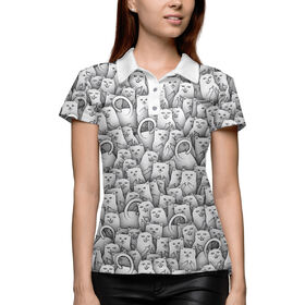 Женская рубашка поло 3D с принтом Нахальные коты в Санкт-Петербурге,  |  | Тематика изображения на принте: 