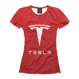 Женская футболка 3D с принтом Tesla в Екатеринбурге, Выбор из трех типов ткани | <ul> <li>Обычная ткань — интерлок, спортивный трикотаж. Плотность 140 г/м.кв. Состав: 100% полиэстер</li> <li>Премиум ткань — джерси, мягкий трикотаж. Плотность 180 г/м.кв. Состав: 97% полиэстер, 3% эластан</li> <li>Люкс ткань — кулирка, наиболее плотная и долговечня ткань. Плотность 210 г/м.кв. Состав: 97% полиэстер, 3% эластан</li> </ul> | 