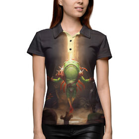 Женская рубашка поло 3D с принтом Мурлок ,  |  | Тематика изображения на принте: 