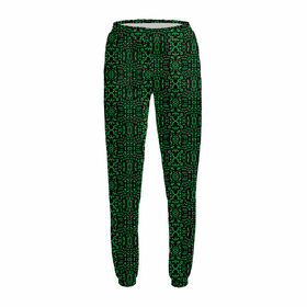Женские спортивные штаны с принтом Зеленый орнамент в Рязани,  |  | 