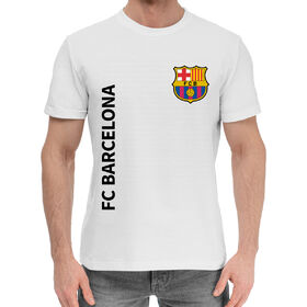 Мужская хлопковая футболка с принтом Barcelona в Тюмени,  |  | 
