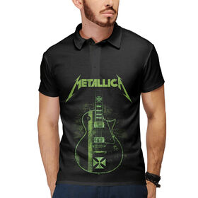 Мужское поло 3D с принтом Gibson les paul Metallica в Кировске,  |  | Тематика изображения на принте: 