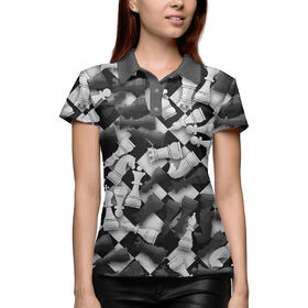 Женская рубашка поло 3D с принтом Шахматы ,  |  | Тематика изображения на принте: 