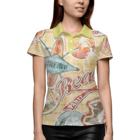 Женская рубашка поло 3D с принтом Surf Stickers ,  |  | 