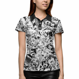 Женская рубашка поло 3D с принтом Ahegao в Курске,  |  | Тематика изображения на принте: 