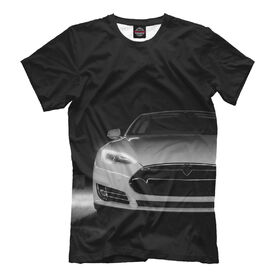 Мужская футболка 3D с принтом Tesla Model S в Тюмени, Выбор из 3-х типов ткани | <ul>
<li>Обычная ткань — интерлок, спортивный трикотаж. Плотность 140 г/м.кв. Состав: 100% полиэстер</li>
<li>Премиум ткань — джерси, мягкий трикотаж. Плотность 180 г/м.кв. Состав: 97% полиэстер, 3% эластан</li>
<li>Люкс ткань — кулирка, наиболее плотная и долговечня ткань. Плотность 210 г/м.кв. Состав: 97% полиэстер, 3% эластан</li>
</ul> | 