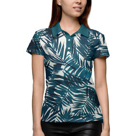 Женская рубашка поло 3D с принтом Пальмовые листья ,  |  | 