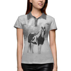 Женская рубашка поло 3D с принтом Лошади ,  |  | 