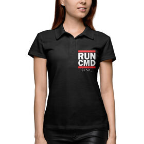 Женская рубашка поло 3D с принтом RUN CMD в Новосибирске,  |  | 