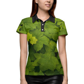 Женская рубашка поло 3D с принтом Зелёные листья ,  |  | 