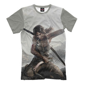 Мужская футболка 3D с принтом Tomb Raider в Тюмени, Выбор из 3-х типов ткани | <ul>
<li>Обычная ткань — интерлок, спортивный трикотаж. Плотность 140 г/м.кв. Состав: 100% полиэстер</li>
<li>Премиум ткань — джерси, мягкий трикотаж. Плотность 180 г/м.кв. Состав: 97% полиэстер, 3% эластан</li>
<li>Люкс ткань — кулирка, наиболее плотная и долговечня ткань. Плотность 210 г/м.кв. Состав: 97% полиэстер, 3% эластан</li>
</ul> | 