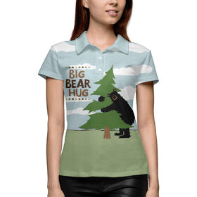 Женская рубашка поло 3D с принтом Big Bear Hugs в Белгороде,  |  | Тематика изображения на принте: 
