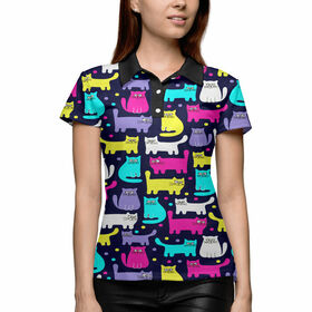 Женская рубашка поло 3D с принтом Котятки ,  |  | Тематика изображения на принте: 