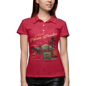 Женская рубашка поло 3D с принтом Visit Twin Peaks ,  |  | 