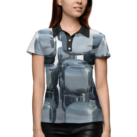 Женская рубашка поло 3D с принтом Geometry Chrome в Курске,  |  | 
