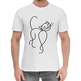 Мужская хлопковая футболка с принтом Ласковый котик в Санкт-Петербурге,  |  | Тематика изображения на принте: 
