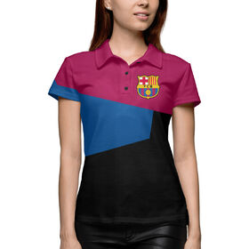 Женская рубашка поло 3D с принтом Barcelona FC 2018 в Кировске,  |  | 