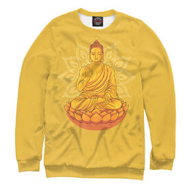 Мужской свитшот 3D с принтом Золотой Будда с мандалой и лотосом ,  |  | 