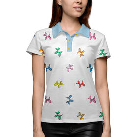 Женская рубашка поло 3D с принтом Baloon dogs в Кировске,  |  | 