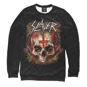 Свитшот 3D для девочки с принтом Slayer в Кировске, Сандвич, плотность 180 гр/кв.м.; Состав: 100% полиэстер | Карманы, капюшон, сетка в капюшоне<br>		Ткань сандвич - ткань, специально разработанная для сублимационной печати. Снаружи это 100% полиэстеровый трикотаж, изнутри - 100% нежный хлопок.  Ткань мягкая, эластичная, хорошо держит форму. Ткань не мнется, гигиеничная, хорошо пропускает воздух, легко впитывает влагу, легко стирается и  быстро сохнет.  | 