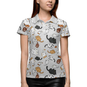 Женская рубашка поло 3D с принтом Беспечные Коты в Петрозаводске,  |  | 